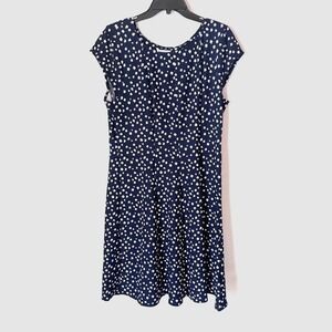 Signature by Robbie Bee Knee Dress Women XL Blue Polka Dot Cap Sleeve